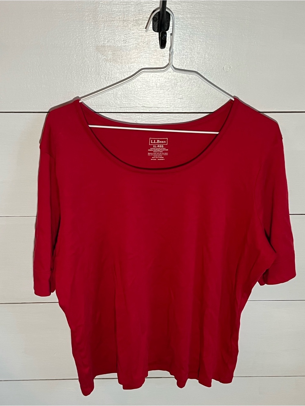 L.L. Bean Women's Short-Sleeve Scoop Neck Tee in Crimson